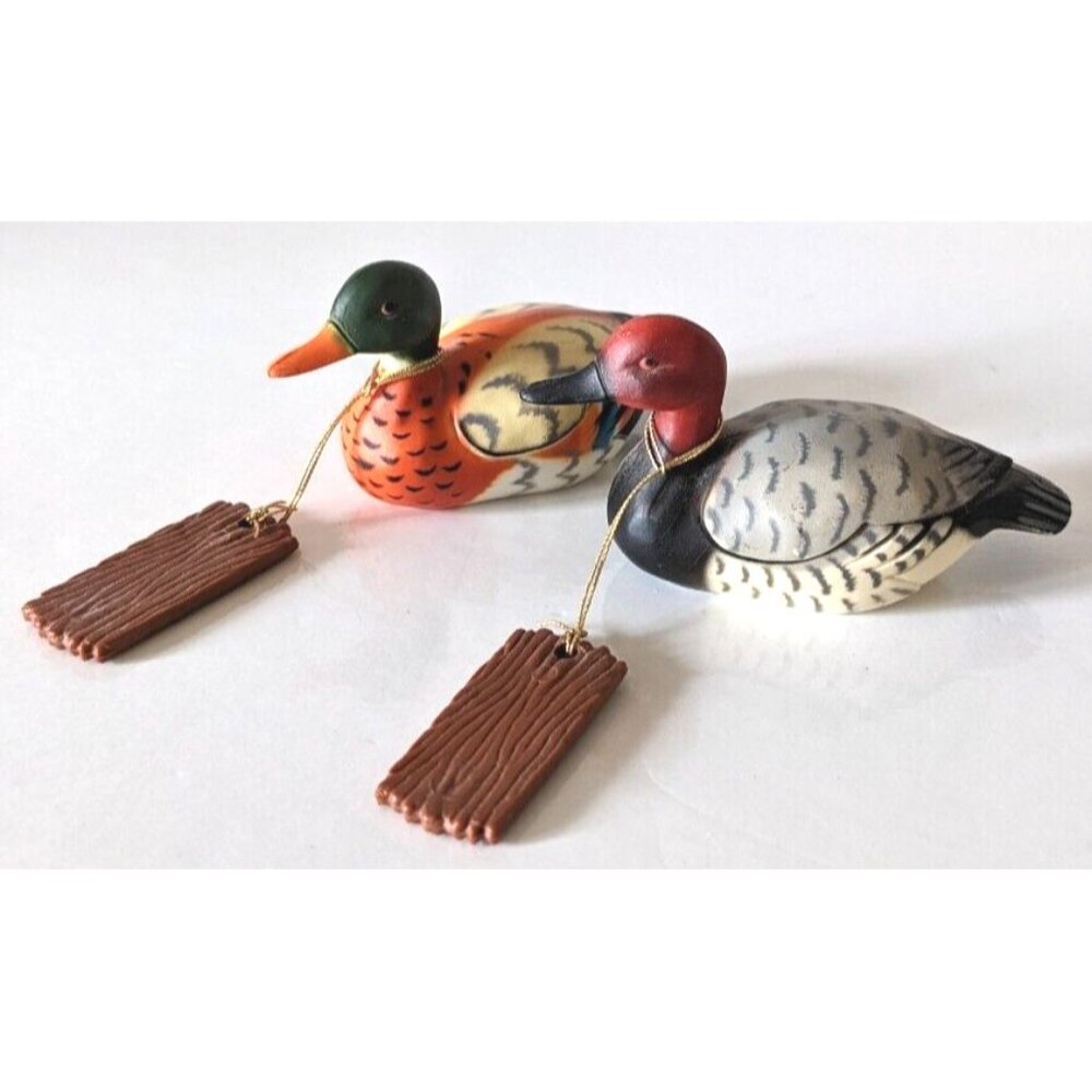 VTG 1985 Enesco Mini Duck Figurines Lot Of 2 Resin Multicolor 3* 1.5" Hong Kong